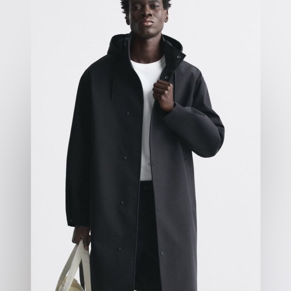 Zara Technical Water Repellent Parka Black 8281/885 Men's - Picture 5 of 14